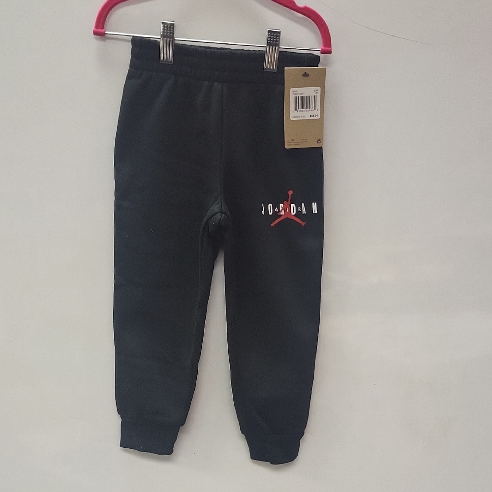 Jordan Kids Black Sweatpants with Red Logo